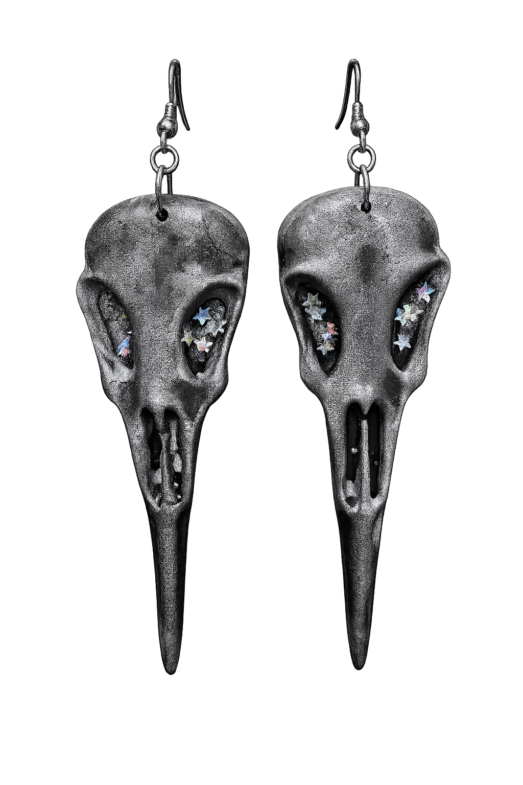 Gothic Crow Skull Earrings