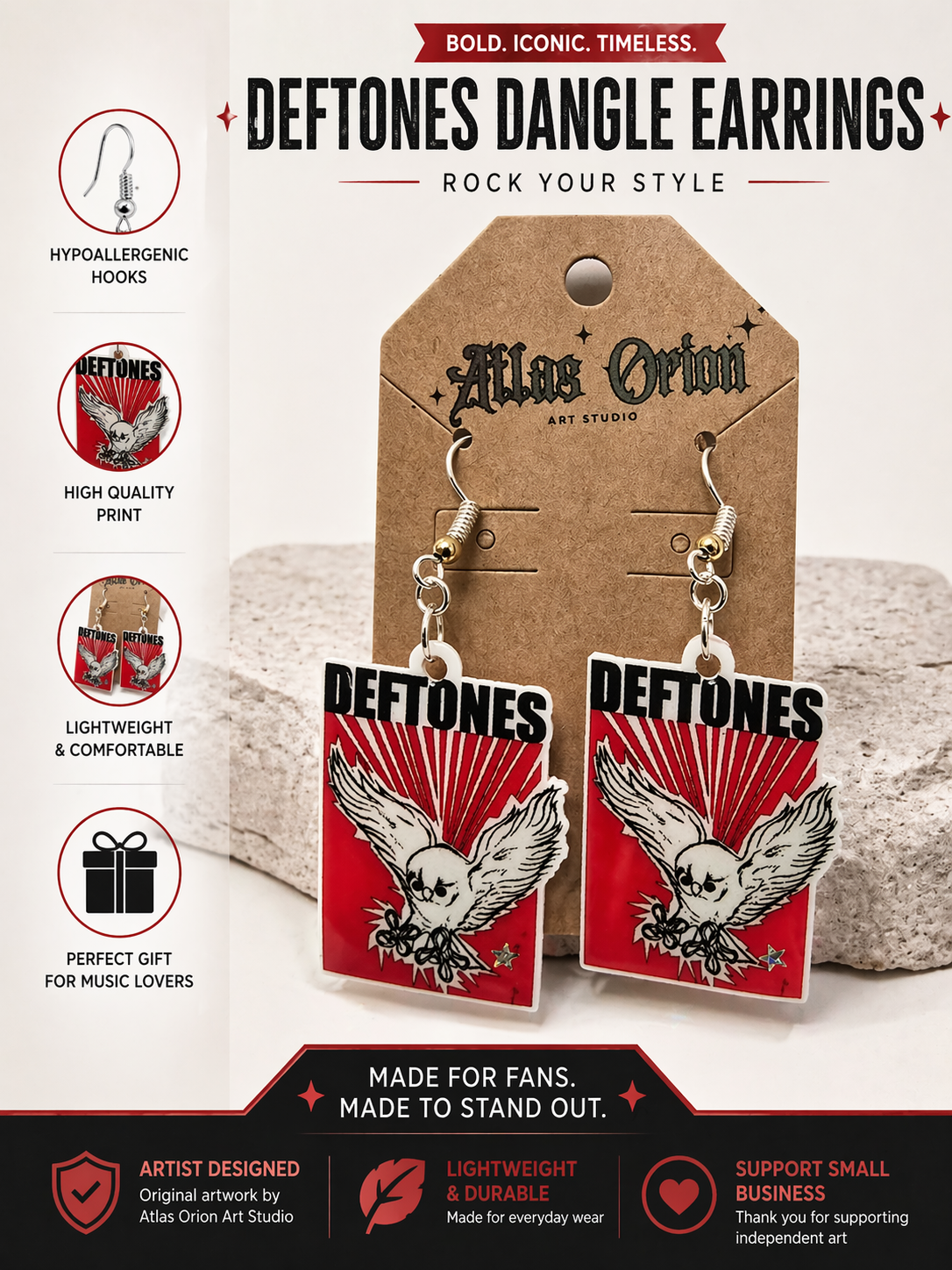Deftones-Inspired Graphic Earrings