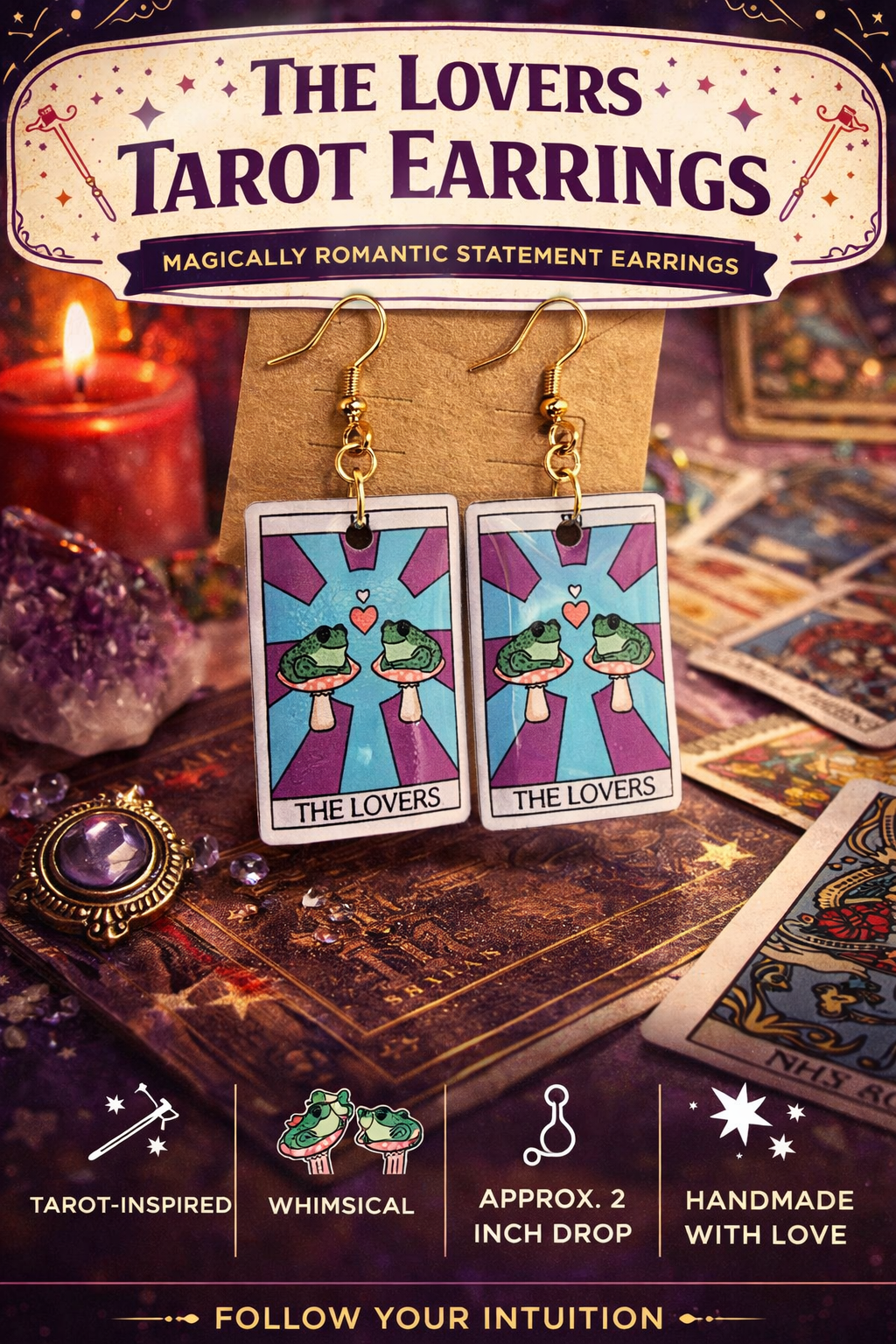 The Lovers Frog Tarot Earrings